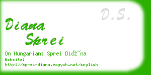 diana sprei business card
